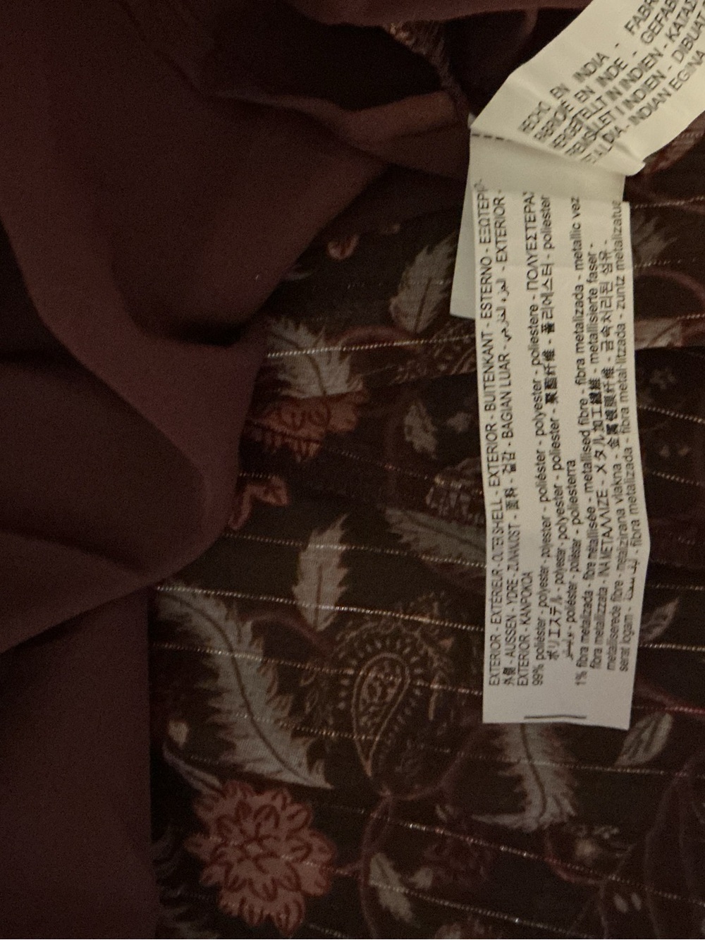 Zara ZW Collection Burgundy Floral Sheer High-Neck Blouse - Picture 10 of 11